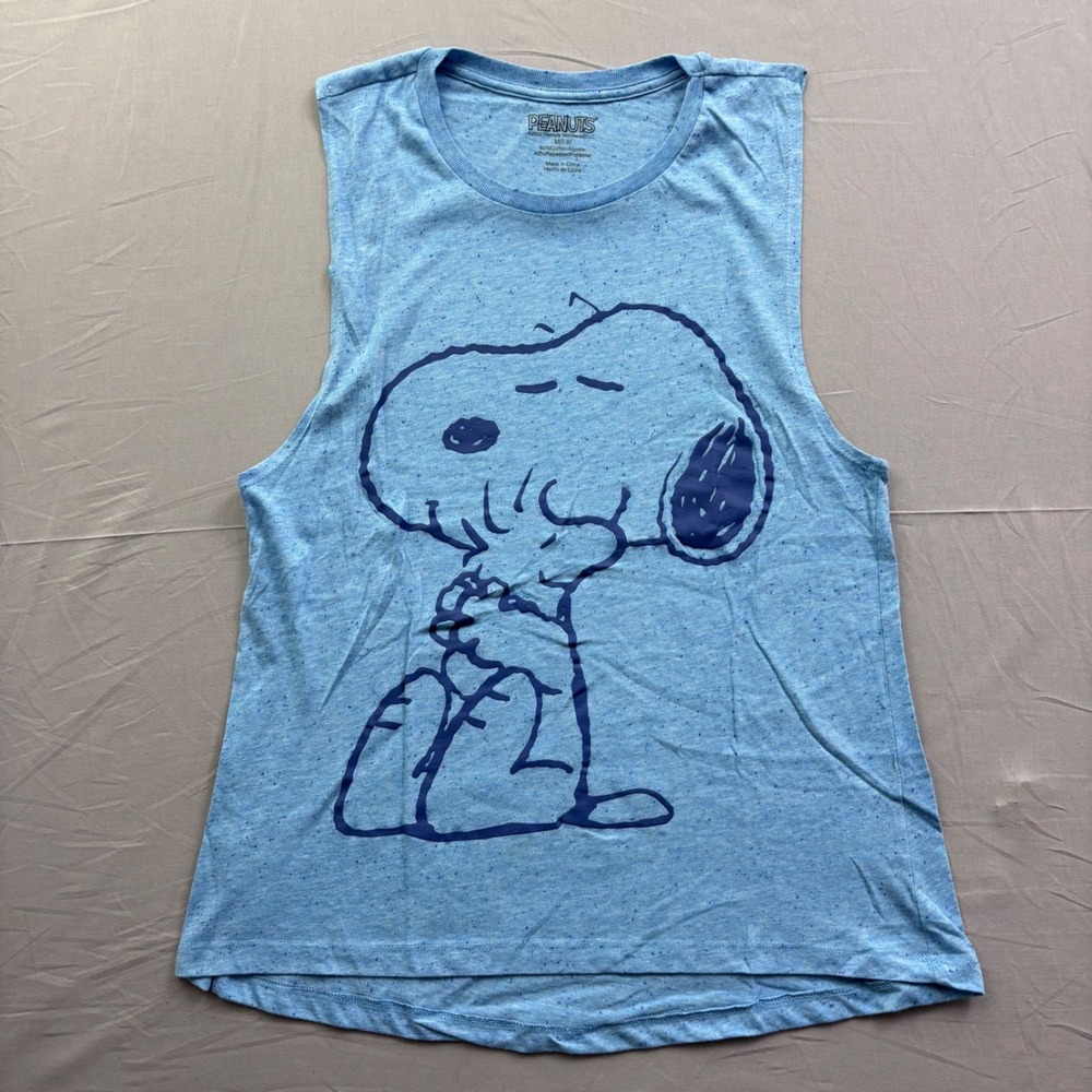 Peanuts Snoopy Charlie Brown Gang Muscle Tank Top Blue Heathered Mens Medium